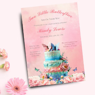 Schöner Schmetterlinge Zwillinge Baby Shower Torte Einladung