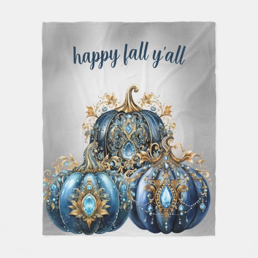 Schöner, schmuckfreier Kürbis in Blau und Gold Fleecedecke (Vorderseite)