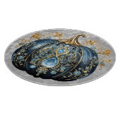 Schöner, schmuckfreier Kürbis in Blau und Gold Schneidebrett (Ecke)