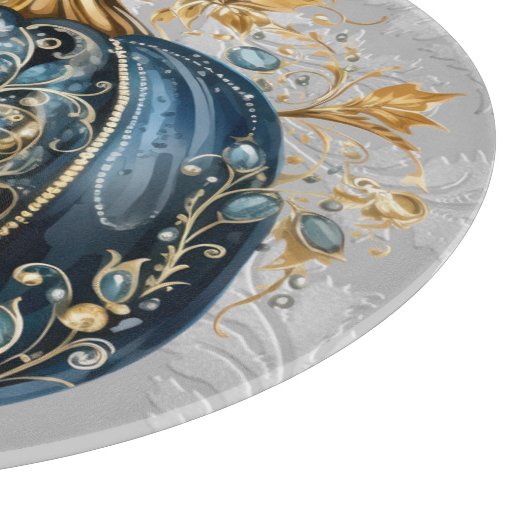 Schöner, schmuckfreier Kürbis in Blau und Gold Schneidebrett (Ecke)