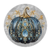 Schöner, schmuckfreier Kürbis in Blau und Gold Schneidebrett (Vorderseite)