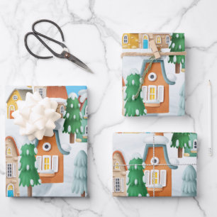 Schöner Schnee in den Weihnachtsstädten Geschenkpapier Set