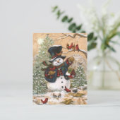 schöner Schneemann Postkarte (Stehend Vorderseite)