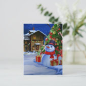 schöner Schneemann Postkarte (Stehend Vorderseite)