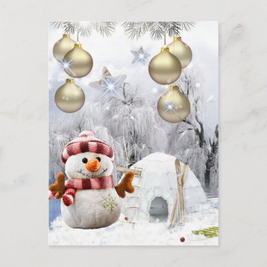 schöner Schneemann Postkarte (Vorderseite)