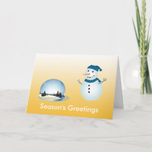 Schöner Schneemann und schneebedeckte Welt - Grüße Feiertagskarte
