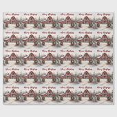 Schöner SchneeWinter Rustikaler Roter Barn Weihnac Geschenkpapier (Flach)