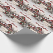 Schöner SchneeWinter Rustikaler Roter Barn Weihnac Geschenkpapier (Ecke)