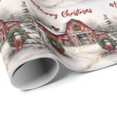 Schöner SchneeWinter Rustikaler Roter Barn Weihnac Geschenkpapier (Rolleneckpunkt)