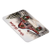 Schöner SchneeWinter Rustikaler Roter Barn Weihnac Magnet (Rechte Seite)