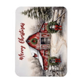 Schöner SchneeWinter Rustikaler Roter Barn Weihnac Magnet (Vertikal)