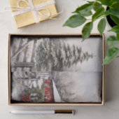 Schöner SchneeWinter Rustikaler Roter Barn Weihnac Seidenpapier (Geschenk)