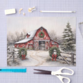 Schöner SchneeWinter Rustikaler Roter Barn Weihnac Seidenpapier (Handwerk)