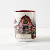 Schöner SchneeWinter Rustikaler Roter Barn Weihnac Tasse (Zentrum)