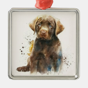 SCHÖNER SCHOKOLADENFARBENER LABRADOR RETRIEVER HUN ORNAMENT AUS METALL
