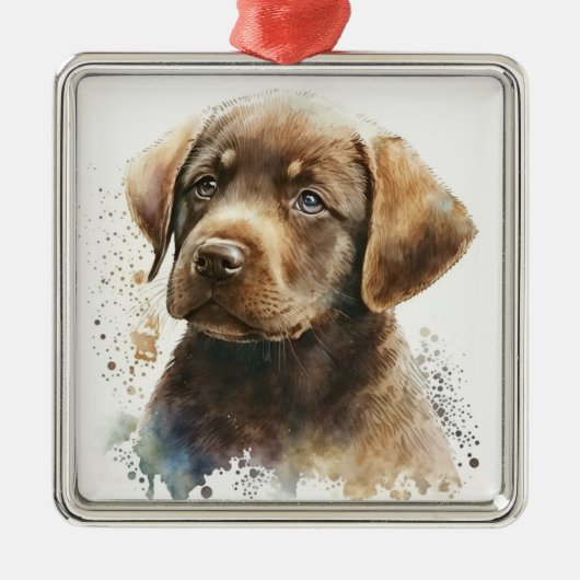 SCHÖNER SCHOKOLADENLABRADOR RETRIEVER HUND ORNAMENT AUS METALL (Vorne)