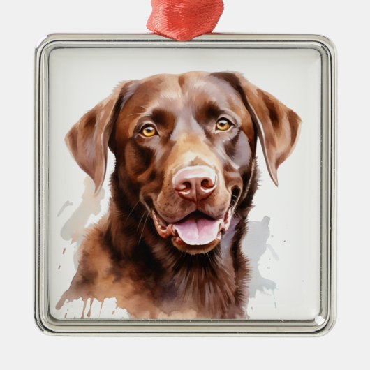 SCHÖNER SCHOKOLADENLABRADOR RETRIEVER HUND ORNAMENT AUS METALL (Vorne)