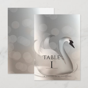 Schöner Schwan Elegante Hochzeit Tischnummernkarte Einladung