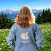 Schöner Schwan und bearbeitbarer Text Jeansjacke