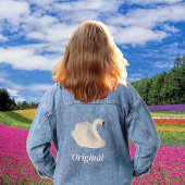 Schöner Schwan und bearbeitbarer Text Jeansjacke