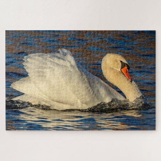Schöner Schwan und blaues Wasser Puzzle (Horizontal)