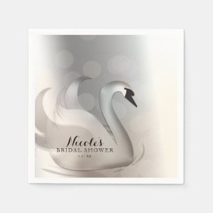 Schöner Schwan Weiß & Silber Elegante benutzerdefi Serviette