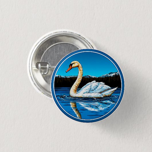 Schöner Schwanenvogel Button (Vorne & Hinten)