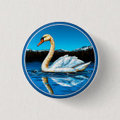 Schöner Schwanenvogel Button (Vorderseite)
