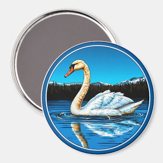 Schöner Schwanenvogel Magnet (Vorderseite/Rückseite)