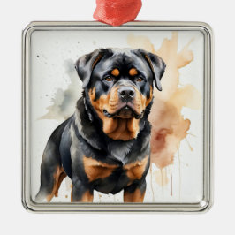 SCHÖNER SCHWARZ & TAN ROTTWEILER PUPPENHUND ORNAMENT AUS METALL