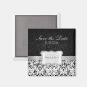 Schöner Schwarz-Weiß-Damast Save the Date Magnet (Vorderseite/Rückseite)