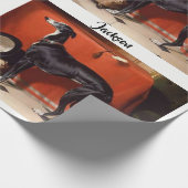 Schöner Schwarz & Weiß Greyhound Geschenkpapier (Ecke)