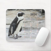 Schöner Schwarz-Weiß-Pinguin 2024 Kalender Mousepad (Mit Mouse)