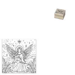 Schöner Schwarz-Weiß-Wächter Angel Gummistempel