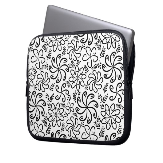 Schöner schwarz-weißer Laptop-Sieb Laptopschutzhülle (Vorderseite Links)