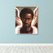 Schöner schwarzer Angel Leinwanddruck (Insitu (Holzboden))