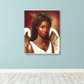 Schöner schwarzer Angel Leinwanddruck (Insitu (Holzboden))