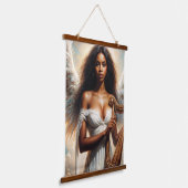 Schöner schwarzer Angel mit Harfe Wandteppich Mit Holzrahmen (Gewinkelt)