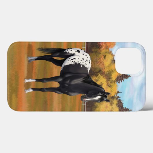 Schöner schwarzer Appaloosa Quarter Pferdehengst Case-Mate iPhone Hülle (Rückseite (Horizontal))