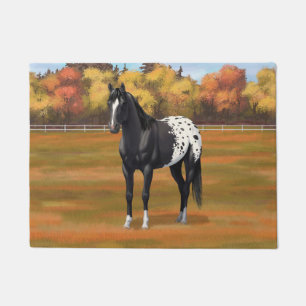 Schöner schwarzer Appaloosa Quarter Pferdehengst Fußmatte