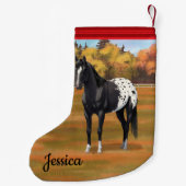 Schöner schwarzer Appaloosa Quarter Pferdehengst Kleiner Weihnachtsstrumpf (Rückseite)