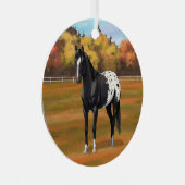 Schöner schwarzer Appaloosa Quarter Pferdehengst Ornament Aus Metall (Vorderseite Rechts)