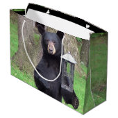 Schöner schwarzer Bär Große Geschenktüte (Rückseite Schrägansicht)