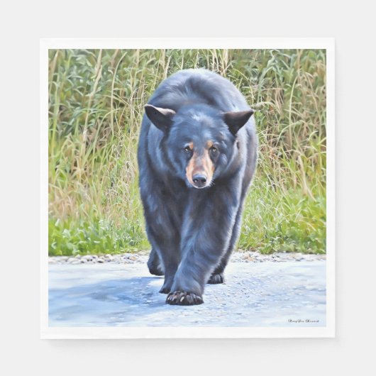 Schöner schwarzer Bär - Paper Napkin Serviette (Vorderseite)