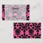 schöner schwarzer Damast auf hellrosa Chic Visitenkarte (Vorne/Hinten)