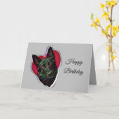 Schöner Schwarzer Deutscher Schäferhund PopArt Karte (Gelbe Blume)