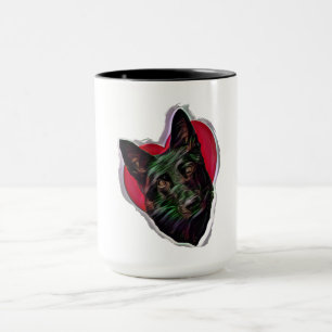 Schöner Schwarzer Deutscher Schäferhund PopArt Tasse