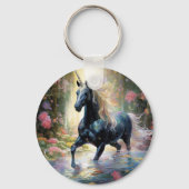 Schöner Schwarzer Einhorn Schlüsselanhänger mit In (Rückseite)