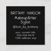 Schöner Schwarzer Frauenhaus Makeup Stylist Quadratische Visitenkarte (Rückseite)