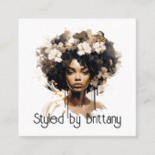 Schöner Schwarzer Frauenhaus Makeup Stylist Quadratische Visitenkarte (Vorderseite)
